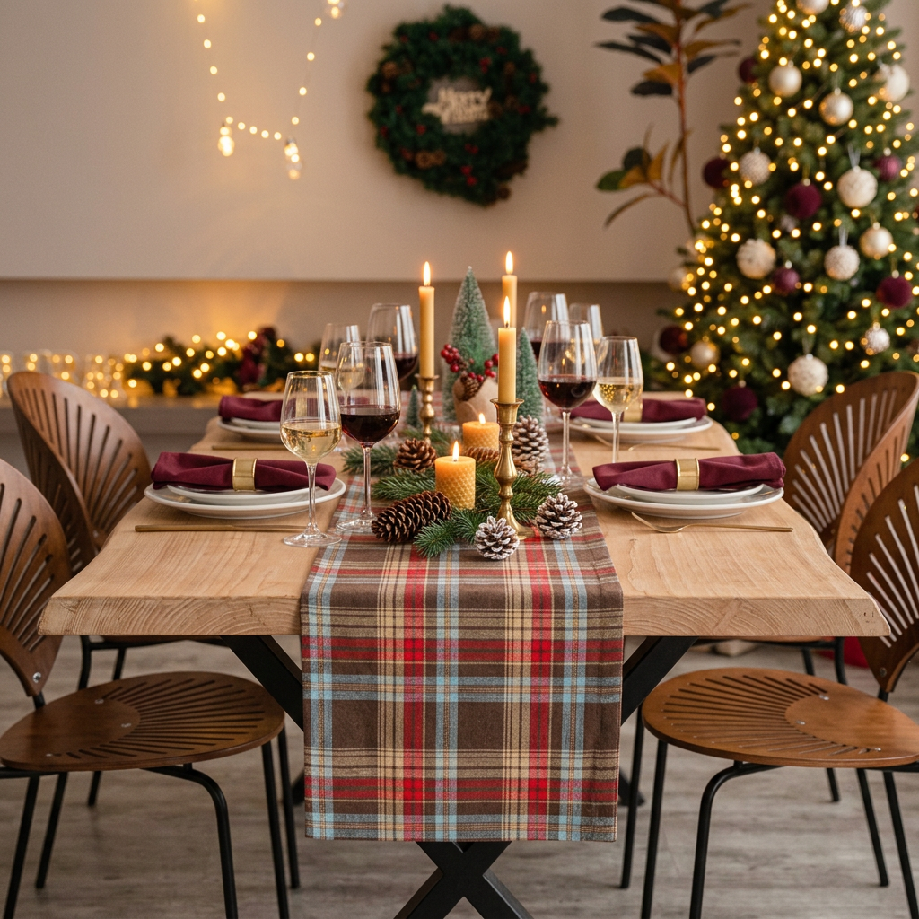 Chemin de Table de Noël Tartan – 3 Longueurs