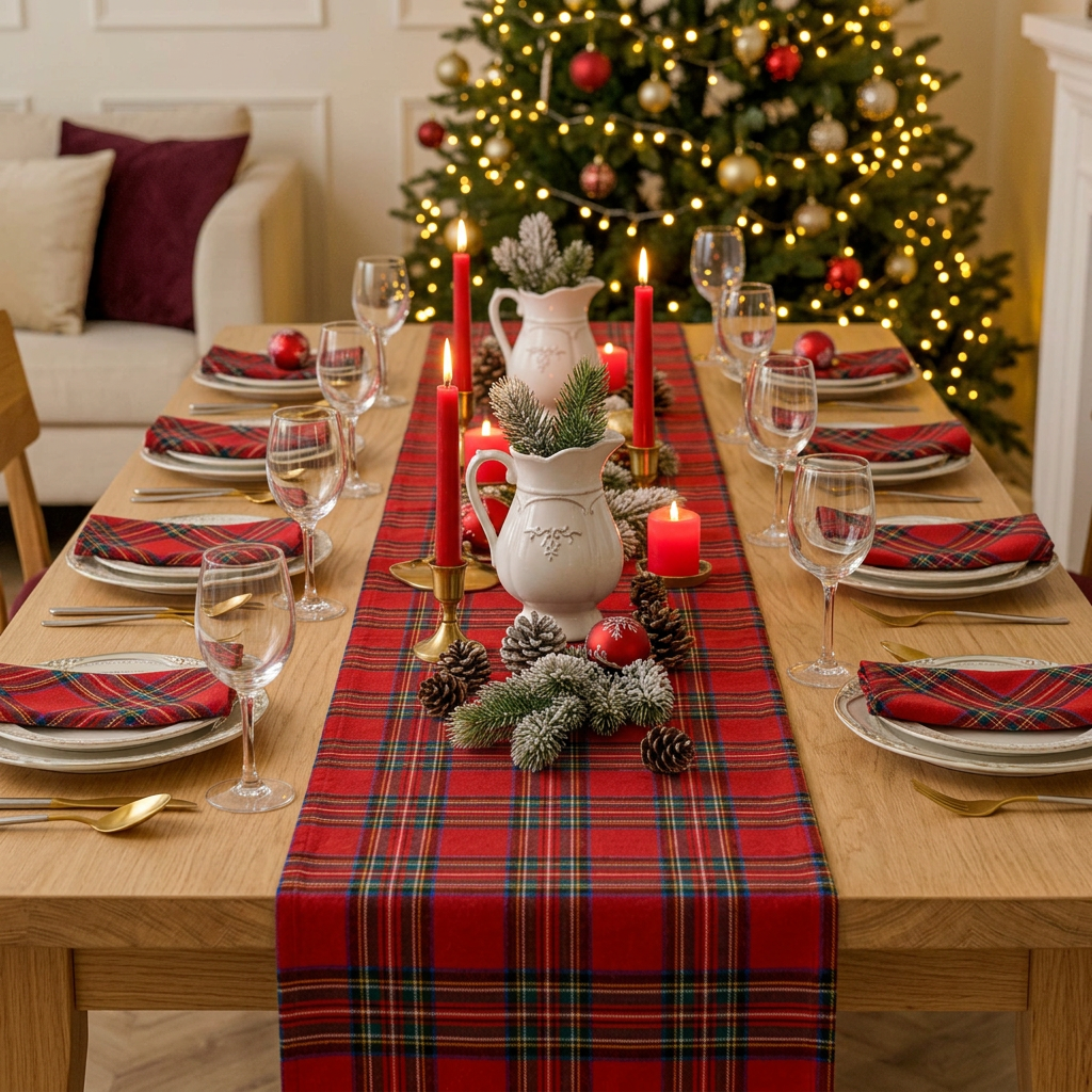 Chemin de Table de Noël Tartan – 3 Longueurs