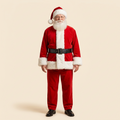 Costume de Père Noël Adulte 5 Pièces – Bonnet, Veste, Pantalon, Ceinture, Barbe