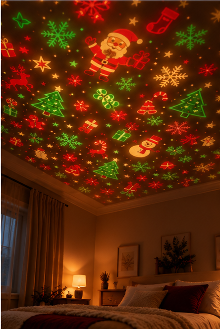 Projecteur de Noël USB – Motifs Festifs au Plafond